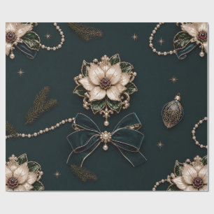 Papel De Regalo Envoltura de Carbón de Navidad con Poinsettia Enjo