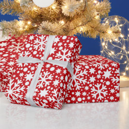 Papel De Regalo Envoltura de copo de nieve blanco rojo