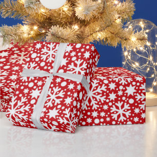 Papel De Regalo Envoltura de copo de nieve blanco rojo