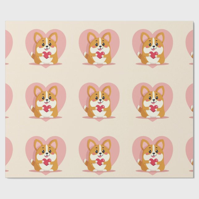 Papel De Regalo envoltura de corgi lindo (Superficie plana)
