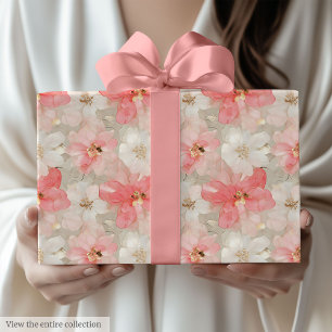 Papel De Regalo Envoltura de cumpleaños 90 de moda en rosa y dorad