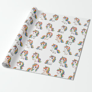 Papel De Regalo Envoltura de cumpleaños arcoíris de unicornio lind