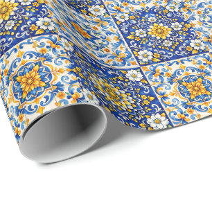 Papel De Regalo Envoltura de fiesta de azulejos mediterráneos