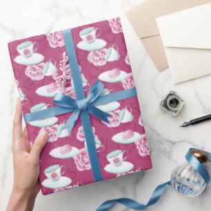 Papel De Regalo Envoltura de fiesta de tés y flores