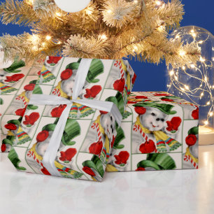 Papel De Regalo Envoltura de fiesta retro vintage navideño de snow
