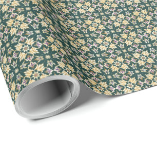 Papel De Regalo Envoltura de Mardi Gras floral florecer oro púrpur