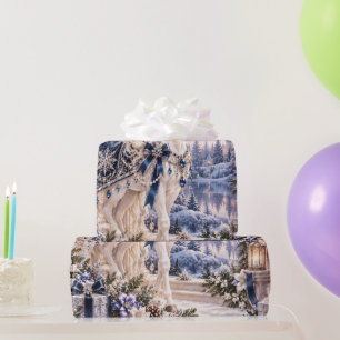 Papel De Regalo Envoltura de Navidad de Lujo Invernal Ecuestre Per