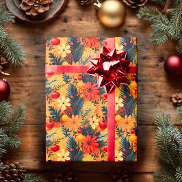 Papel De Regalo Envoltura de Navidad personalizada cálida de flore