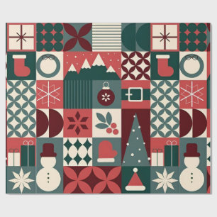 Papel De Regalo 🎁 Envoltura de patrón navideño para regalos festi