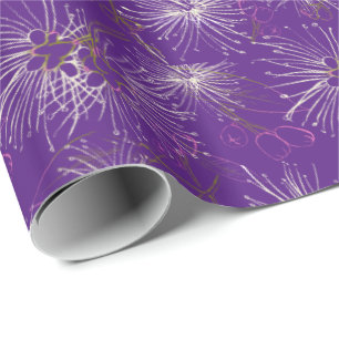 Papel De Regalo Envoltura de patrón púrpura blanco de lilly-pilly 