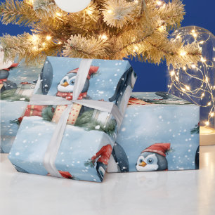 Papel De Regalo Envoltura de pingüinos en la nieve