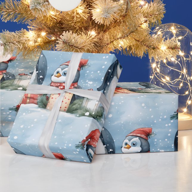 Papel De Regalo Envoltura de pingüinos en la nieve (Vacaciones)