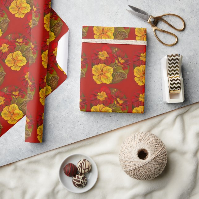 Papel De Regalo Envoltura de pintura fina roja y amarilla (Artesanía)