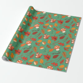Papel De Regalo Envoltura de regalo: castaño, ardilla, hongos y ho