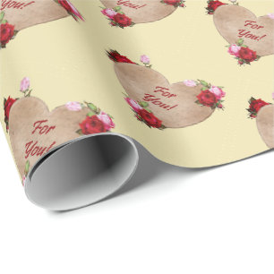 Papel De Regalo Envoltura de regalo con corazón de estilo vintage