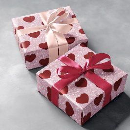 Papel De Regalo Envoltura de regalo con patrón de corazón brillant