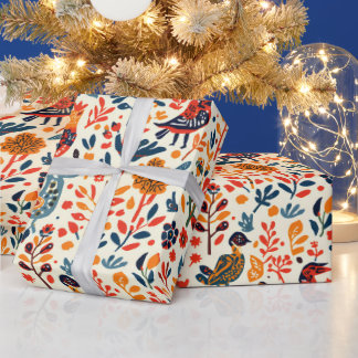 Papel De Regalo Envoltura de regalo con patrón tribal folk vibrant