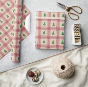 Papel De Regalo Envoltura de regalo de árboles de Navidad con acen
