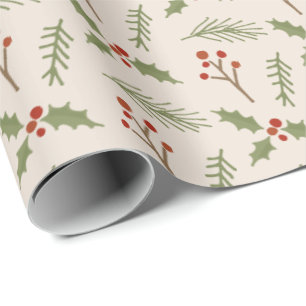 Papel De Regalo Envoltura de regalo de bayas botánicas de marfil s