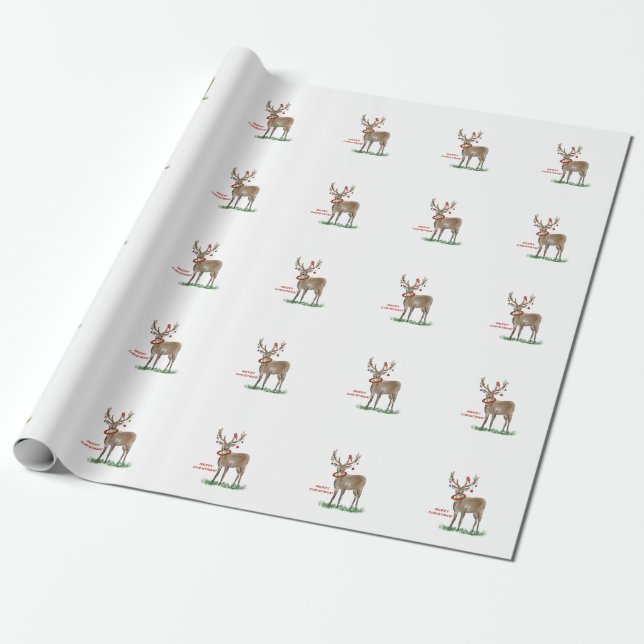 Papel De Regalo Envoltura de regalo de ciervo navideño (Desenrollado)