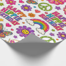 Envoltura de regalo de cumpleaños hippie feliz niñ