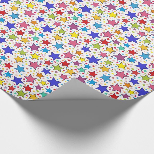 Papel De Regalo Envoltura de regalo de estrellas coloridas (Esquina)