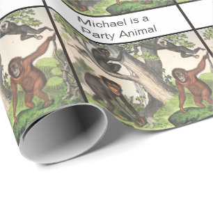 Papel De Regalo Envoltura de regalo de fiesta Monkey Chimpanzee Vi