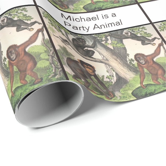 Papel De Regalo Envoltura de regalo de fiesta Monkey Chimpanzee Vi (Esquina del rollo)