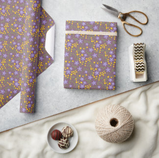 Papel De Regalo Envoltura de regalo de flores silvestres moradas y