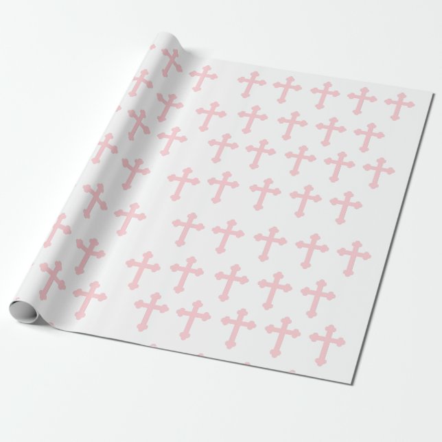 Papel De Regalo Envoltura de regalo de la cruz rosa (Desenrollado)