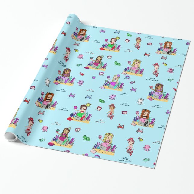 Papel De Regalo Envoltura de regalo de la Sirena y las Criaturas d (Desenrollado)