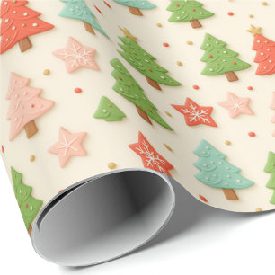 Papel De Regalo Envoltura de regalo de Navidad con galletas falsas