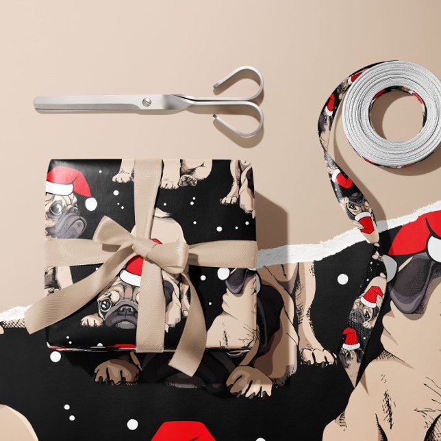 Papel De Regalo Envoltura de regalo de perro de pug cutáneo | Pape (Subido por el creador)