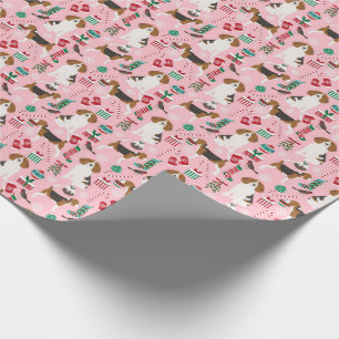 Papel De Regalo Envoltura de regalo de perro Navidad beagle - rosa