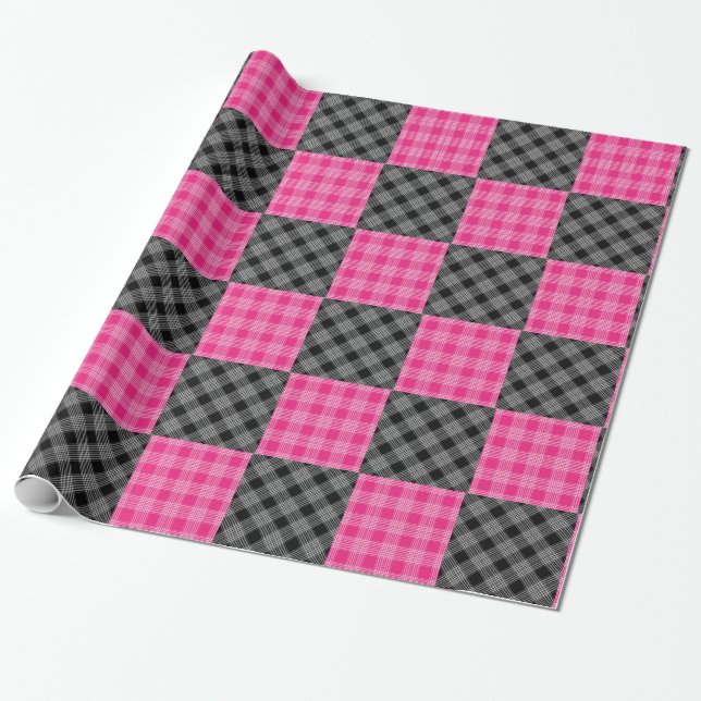 Papel De Regalo Envoltura de regalo de plástico rosa y negro (Desenrollado)