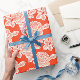 Papel De Regalo Envoltura de regalo de rosa vintage elegante en ro