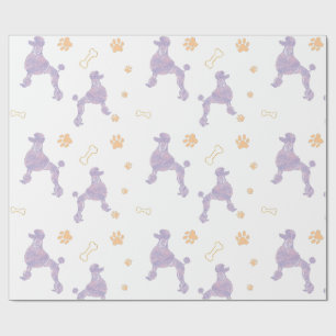 Papel De Regalo Envoltura de regalo de silueta de caniche lavanda 