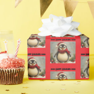 Papel De Regalo Envoltura de regalo de vacaciones de pingüino, Nav