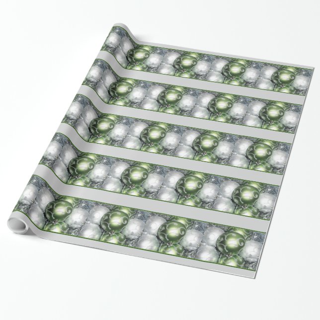 Papel De Regalo Envoltura de regalo de vacaciones "Green and Silve (Desenrollado)
