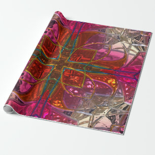 Papel De Regalo Envoltura de regalo de vidrio rojo y rosa con meta