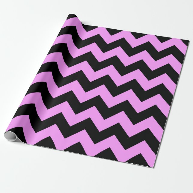 Papel De Regalo Envoltura de regalo de Zigzag rosa y negro (Desenrollado)