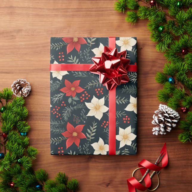 Papel De Regalo Envoltura de regalo festivo de Navidades rojos (Regalo de vacaciones)