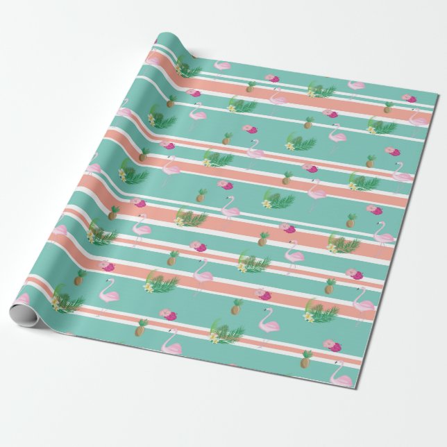 Papel De Regalo Envoltura de regalo Flamingo Tropical (Desenrollado)