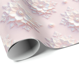 Papel De Regalo Envoltura de regalo floral de boda con aspecto "3D