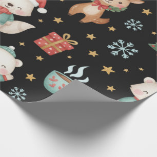 Papel De Regalo Envoltura de regalo navideña de criaturas festivas