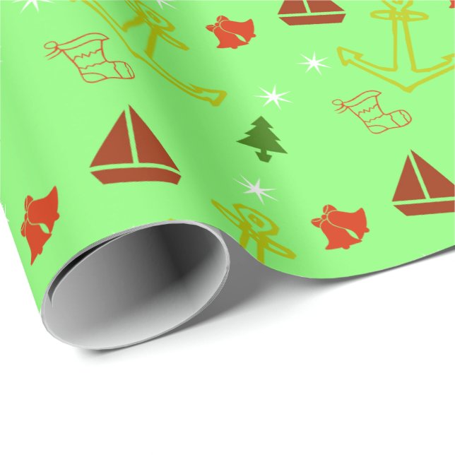 Papel De Regalo Envoltura de regalo navideño para Navidades náutic (Esquina del rollo)