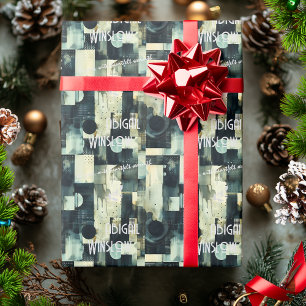 Papel De Regalo Envoltura de regalo negra plateada personalizada s