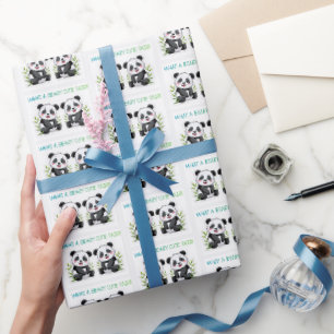 Papel De Regalo Envoltura de regalo para gemelos panda, baby showe