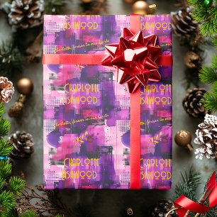Papel De Regalo Envoltura de regalo personalizada abstracta púrpur