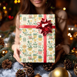 Papel De Regalo Envoltura de regalo personalizada de cactus y sucu